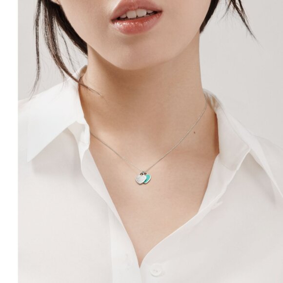 Auth. Return to Tiffany® Tiffany Blue® Double Heart Tag Pendant in Silver, Mini - Picture 8 of 9